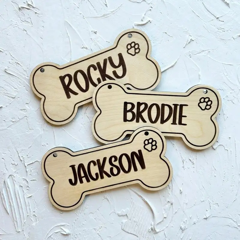 5PCS Custom Wooden Dog Tag - P - Industrial Laser Power 评论和价格